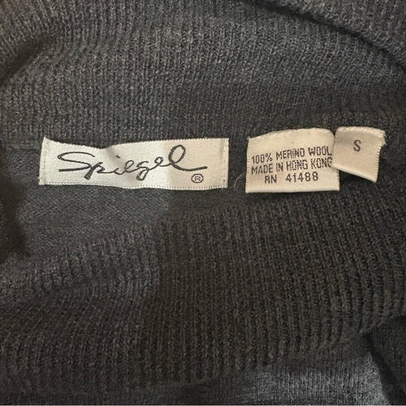 Vtg Spiegel 100% Merino Wool Turtleneck Sweater Gray Women’s Sz S Classic 90s - Picture 3 of 11